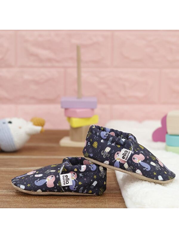 Desenli Bebek Patiği, Kaydırmaz Taban, Ev Kreş Ayakkabısı Panduf - Görsel 8