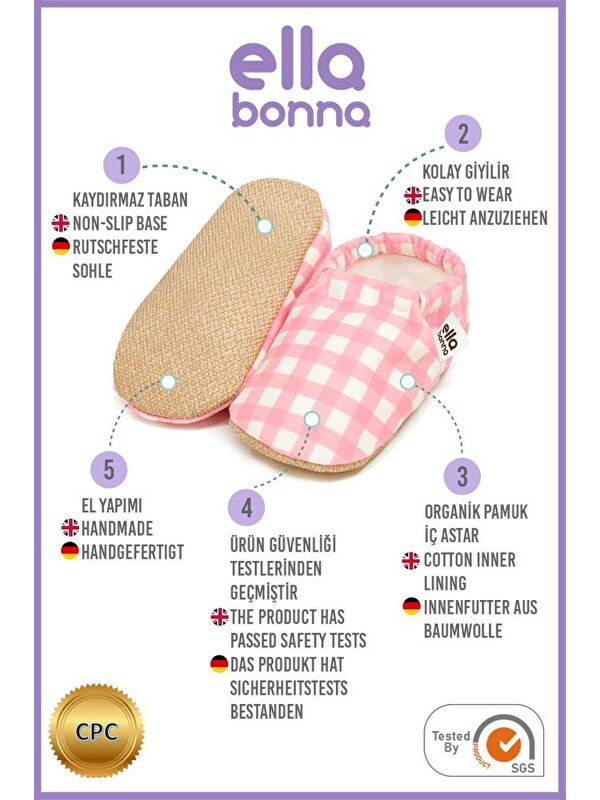 Desenli Bebek Patiği, Kaydırmaz Taban, Ev Kreş Ayakkabısı Panduf - Görsel 4