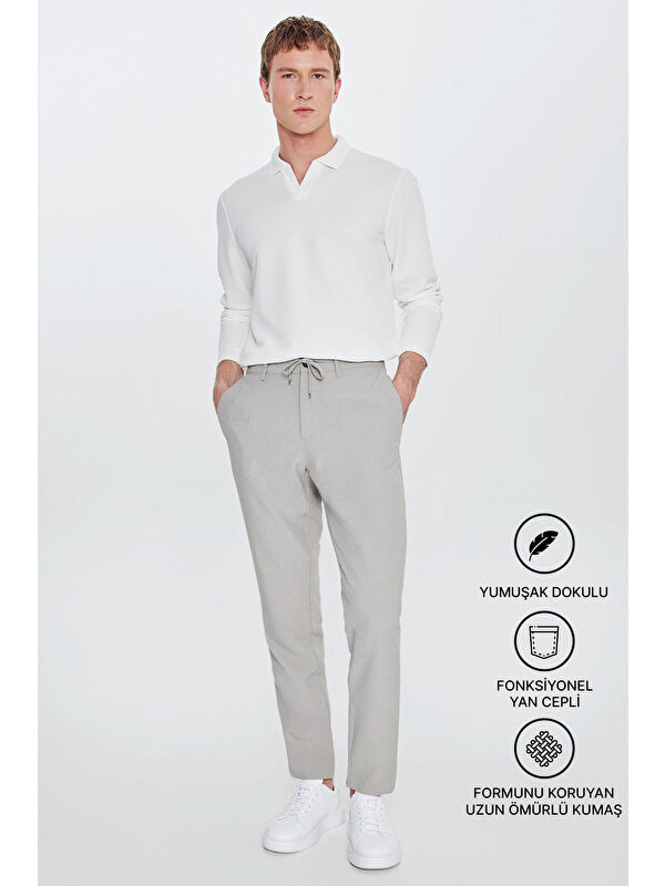 AC&Co / Altınyıldız Classics Erkek Açık Yeşil Slim Fit Dar Kesim Beli Bağlamalı Yan Cepli Casual Jogger Pantolon