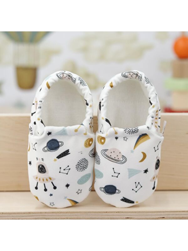 Desenli Bebek Patiği, Kaydırmaz Taban, Ev Kreş Ayakkabısı Panduf - Görsel 5