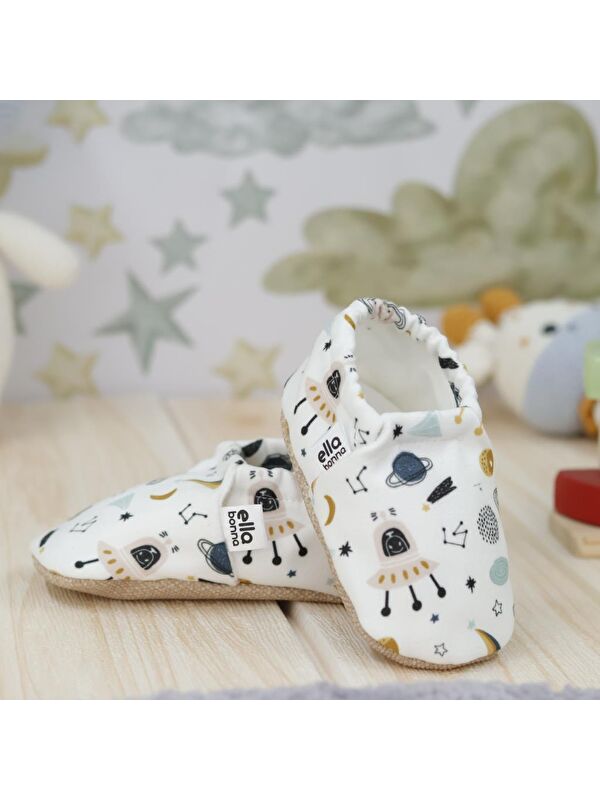 Desenli Bebek Patiği, Kaydırmaz Taban, Ev Kreş Ayakkabısı Panduf - Görsel 7