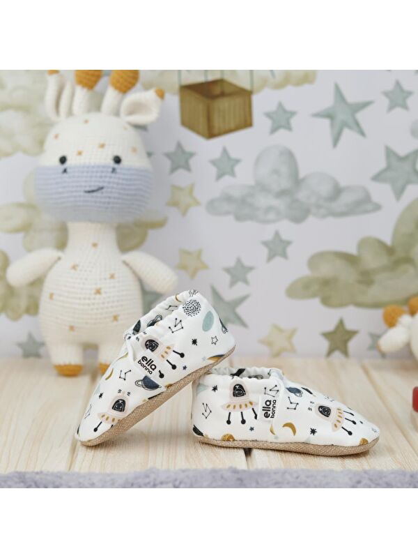 Desenli Bebek Patiği, Kaydırmaz Taban, Ev Kreş Ayakkabısı Panduf - Görsel 8