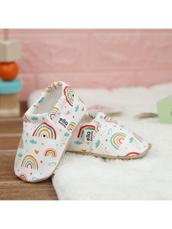 Desenli Bebek Patiği, Kaydırmaz Taban, Ev Kreş Ayakkabısı Panduf - Görsel 7