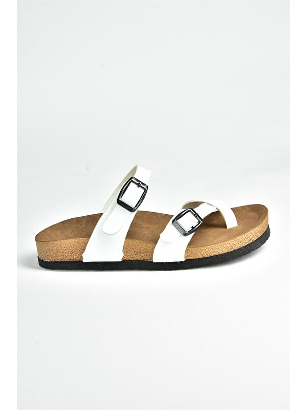 K777613409 Beyaz Kadın Terlik - Görsel 5