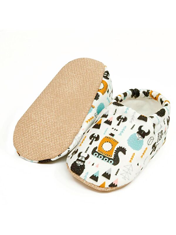 Desenli Bebek Patiği, Kaydırmaz Taban, Ev Kreş Ayakkabısı Panduf - Görsel 3