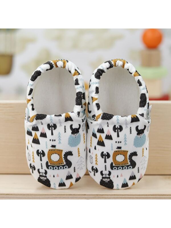 Desenli Bebek Patiği, Kaydırmaz Taban, Ev Kreş Ayakkabısı Panduf - Görsel 5
