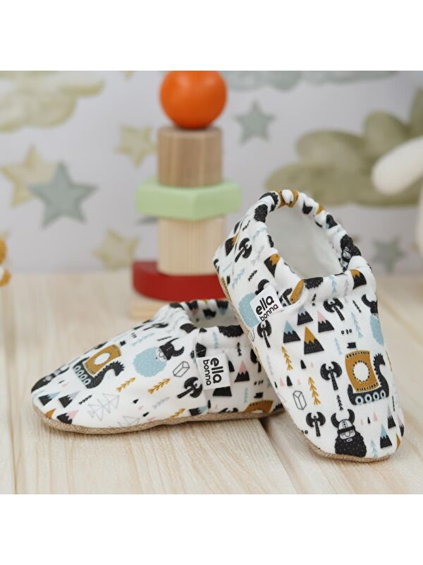 Desenli Bebek Patiği, Kaydırmaz Taban, Ev Kreş Ayakkabısı Panduf - Görsel 7
