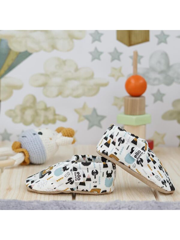 Desenli Bebek Patiği, Kaydırmaz Taban, Ev Kreş Ayakkabısı Panduf - Görsel 8