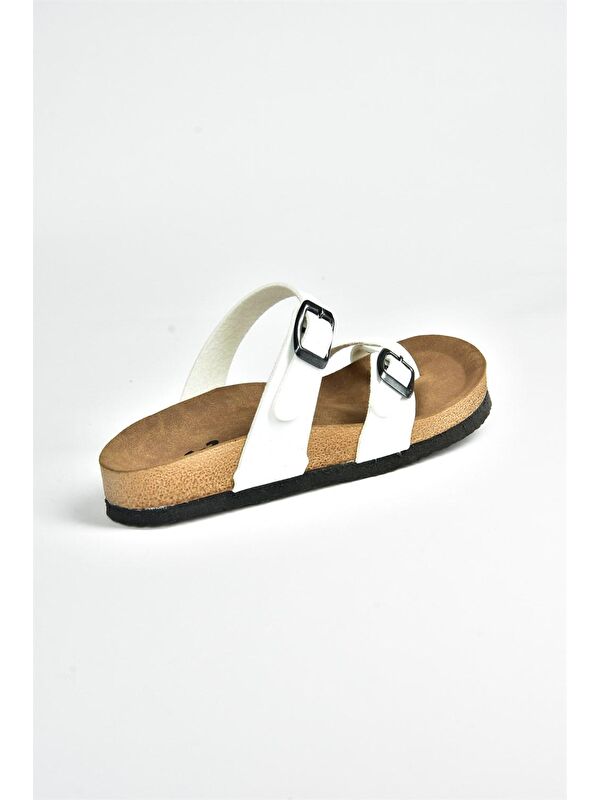 K777613409 Beyaz Kadın Terlik - Görsel 6