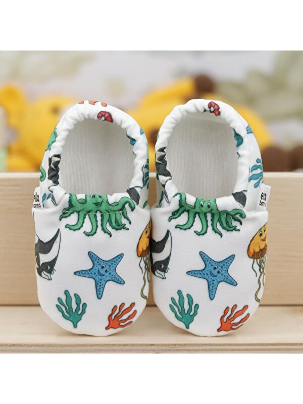 Desenli Bebek Patiği, Kaydırmaz Taban, Ev Kreş Ayakkabısı Panduf - Görsel 5