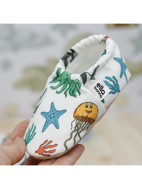 Desenli Bebek Patiği, Kaydırmaz Taban, Ev Kreş Ayakkabısı Panduf - Görsel 6