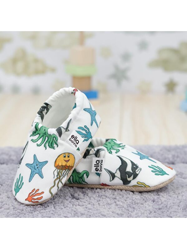 Desenli Bebek Patiği, Kaydırmaz Taban, Ev Kreş Ayakkabısı Panduf - Görsel 7