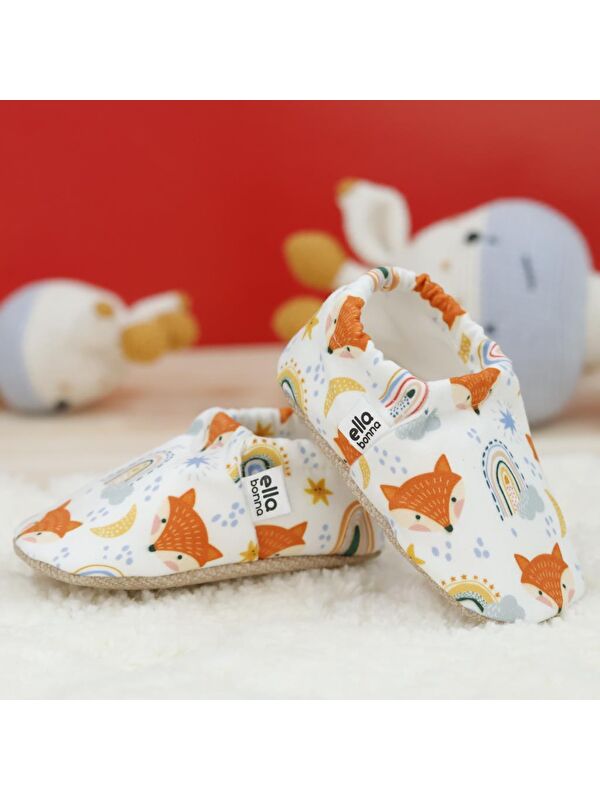 Desenli Bebek Patiği, Kaydırmaz Taban, Ev Kreş Ayakkabısı Panduf - Görsel 7