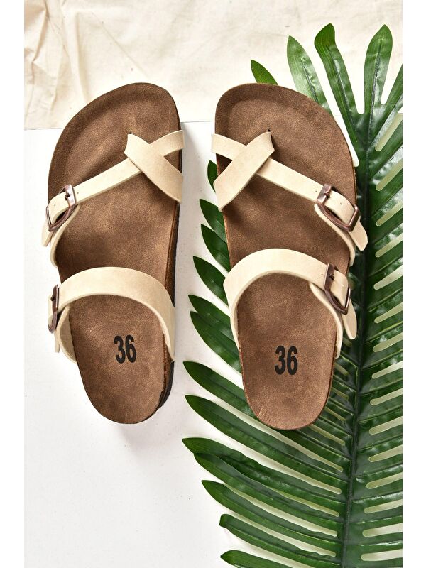 K777613402 Bej Kadın Terlik - Görsel 4