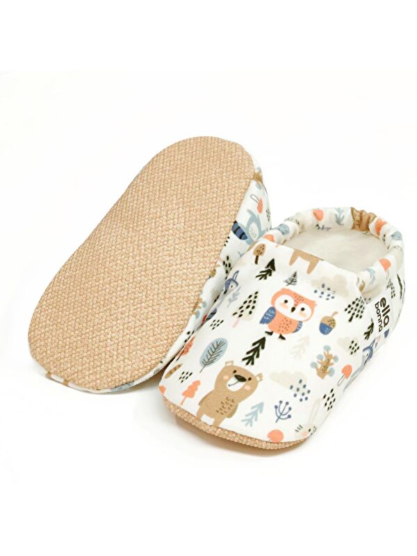 Desenli Bebek Patiği, Kaydırmaz Taban, Ev Kreş Ayakkabısı Panduf - Görsel 3