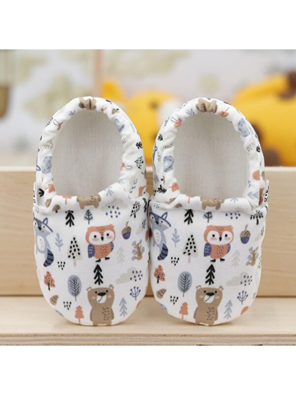 Desenli Bebek Patiği, Kaydırmaz Taban, Ev Kreş Ayakkabısı Panduf - Görsel 5