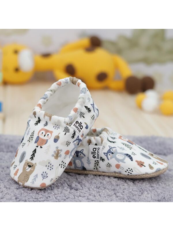 Desenli Bebek Patiği, Kaydırmaz Taban, Ev Kreş Ayakkabısı Panduf - Görsel 7