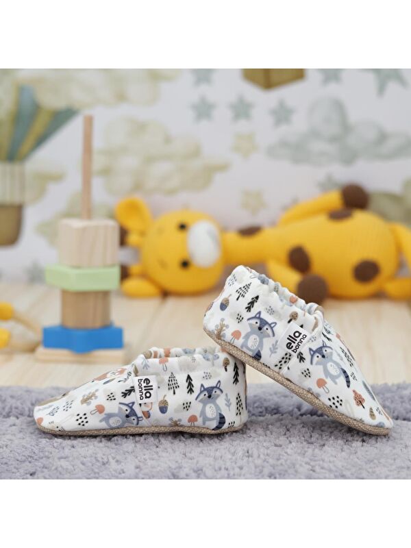 Desenli Bebek Patiği, Kaydırmaz Taban, Ev Kreş Ayakkabısı Panduf - Görsel 8