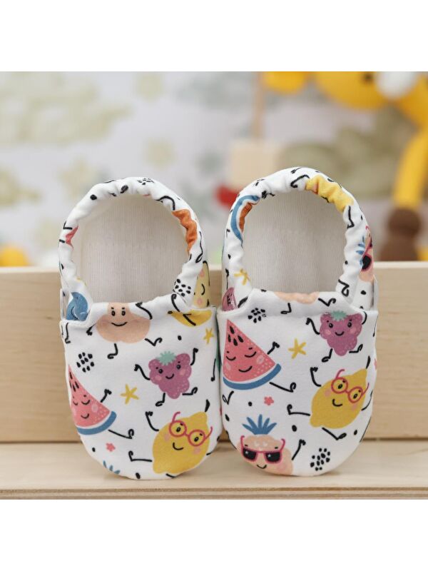 Desenli Bebek Patiği, Kaydırmaz Taban, Ev Kreş Ayakkabısı Panduf - Görsel 5