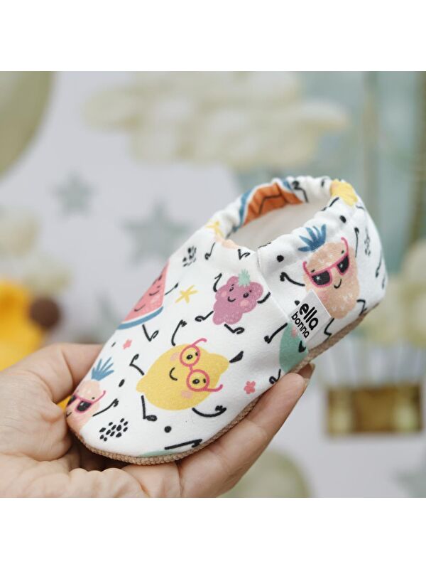 Desenli Bebek Patiği, Kaydırmaz Taban, Ev Kreş Ayakkabısı Panduf - Görsel 6