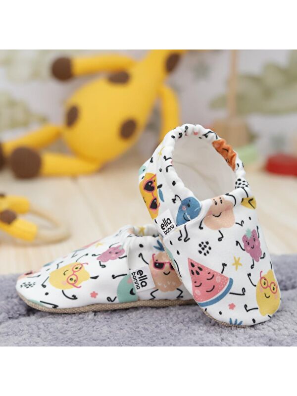 Desenli Bebek Patiği, Kaydırmaz Taban, Ev Kreş Ayakkabısı Panduf - Görsel 7