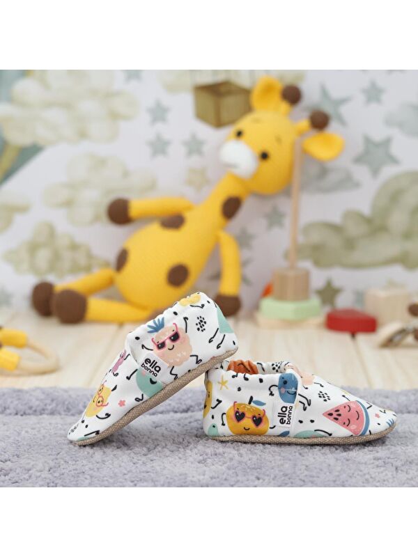 Desenli Bebek Patiği, Kaydırmaz Taban, Ev Kreş Ayakkabısı Panduf - Görsel 8