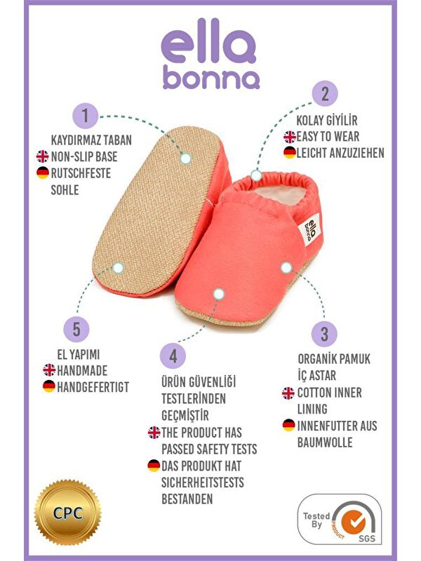 Desenli Bebek Patiği, Kaydırmaz Taban, Ev Kreş Ayakkabısı Panduf - Görsel 4