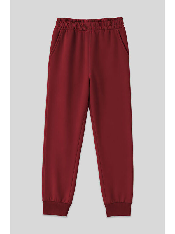 Tommylife Bordo Yüksek Bel Jogger Rahat Form Manşetli Kadın Eşofman Alt - 94561