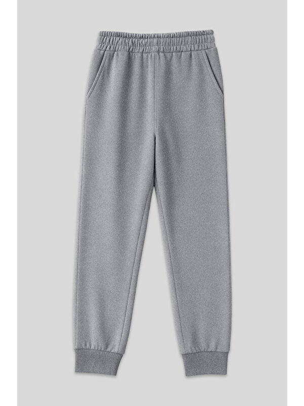 Tommylife Gri Melanj Yüksek Bel Jogger Rahat Form Manşetli Kadın Eşofman Alt - 94561