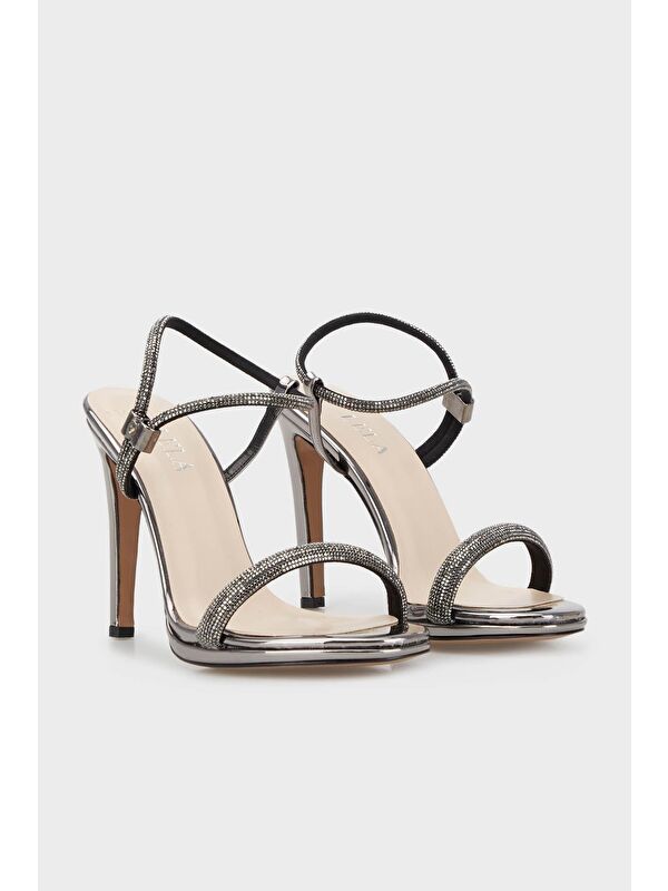 Taşlı Kemerli Topuklu Abiye Kadın Ayakkabı 3475891805 - Görsel 4