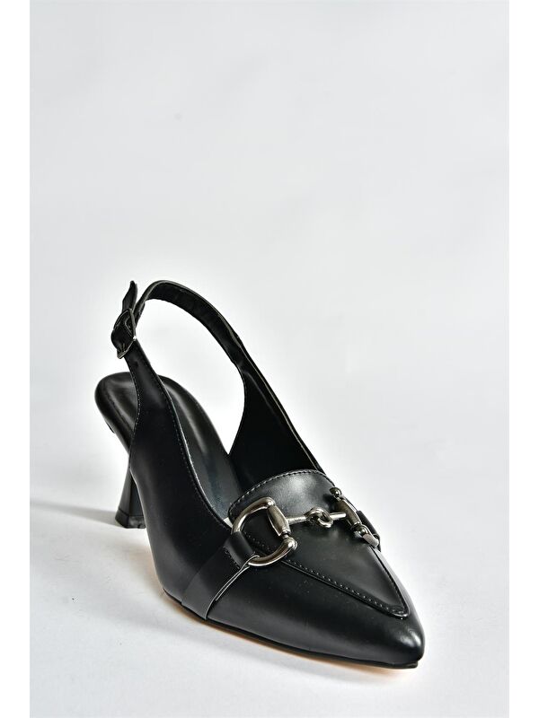 Siyah Tokalı Günlük Kadın Topuklu Ayakkabı P252900209 - Görsel 5