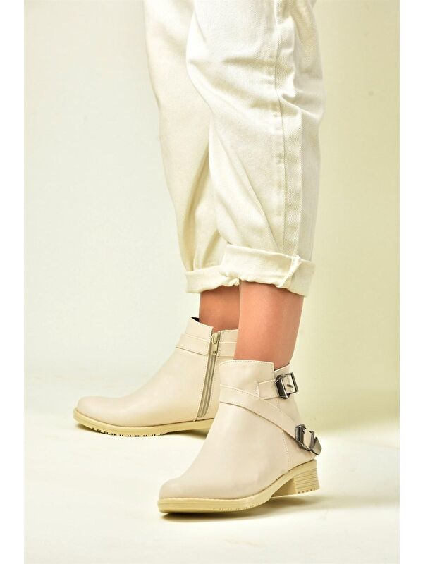 Bej Alçak Topuklu Günlük Kadın Bot A726193409 - Görsel 3