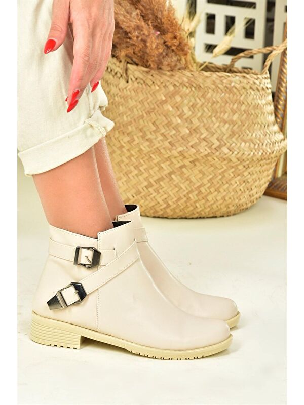 Bej Alçak Topuklu Günlük Kadın Bot A726193409 - Görsel 4