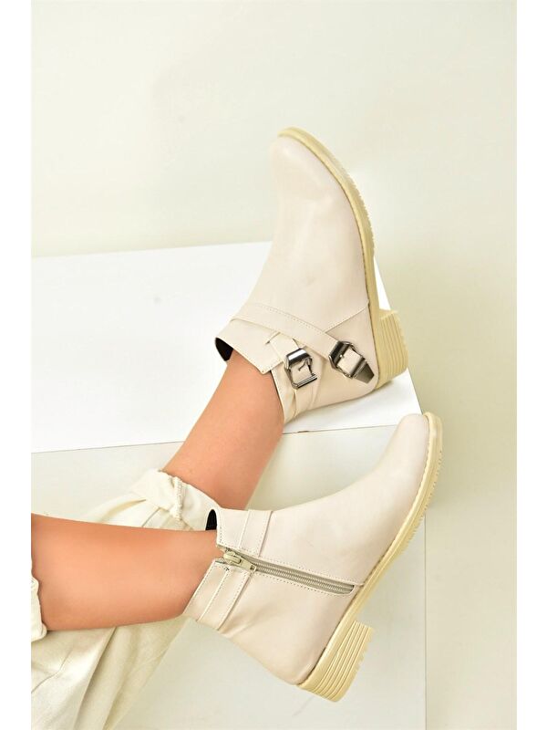 Bej Alçak Topuklu Günlük Kadın Bot A726193409 - Görsel 5