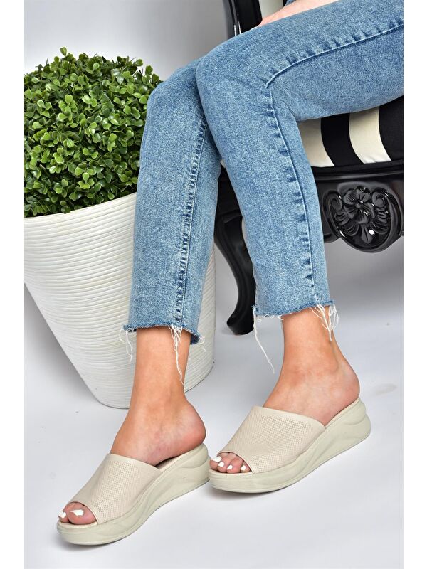 P713330409 Bej Kadın Terlik - Görsel 5