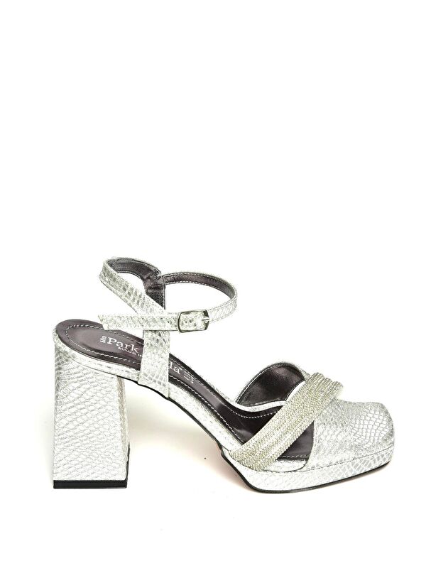 U8200098 Gümüş Kadın Topuklu Ayakkabı - Görsel 2