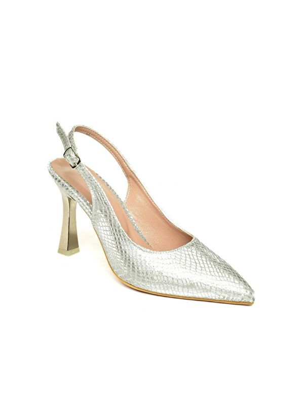 U6760892 Gümüş Kadın Topuklu Ayakkabı - Görsel 3