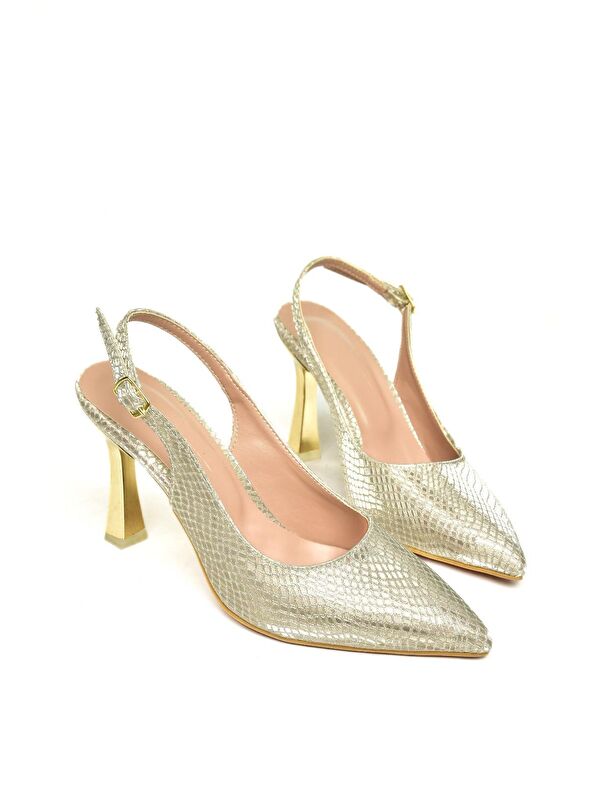 U6760892 Altın Kadın Topuklu Ayakkabı - Görsel 4