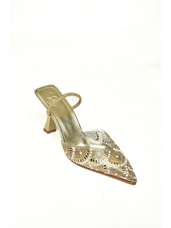 U6142965 Altın Kadın Topuklu Ayakkabı - Görsel 3