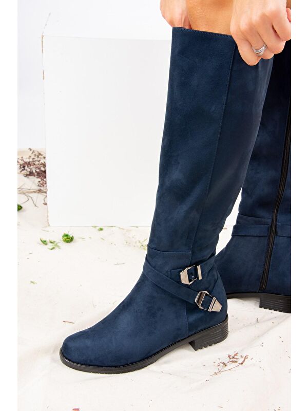 E726203402 Lacivert Kadın Çizme - Görsel 3