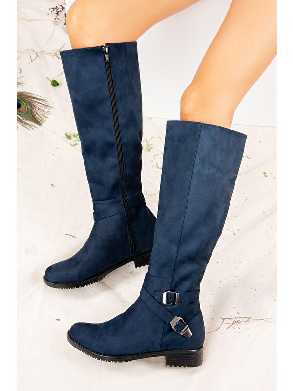 E726203402 Lacivert Kadın Çizme - Görsel 4
