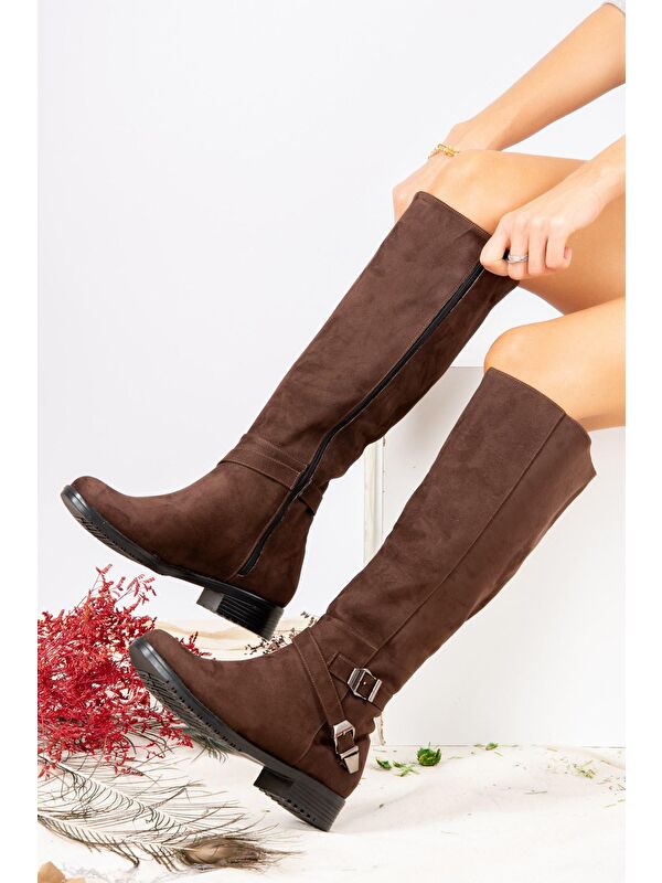 E726203402 Kahverengi Kadın Çizme - Görsel 4