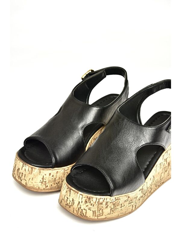 U9967550 Siyah Kadın Dolgu Topuklu Ayakkabı - Görsel 3