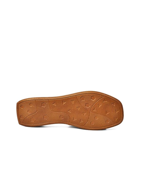 837 Beyaz Hakiki Deri Tek Bantlı Kadın Terlik - Görsel 6