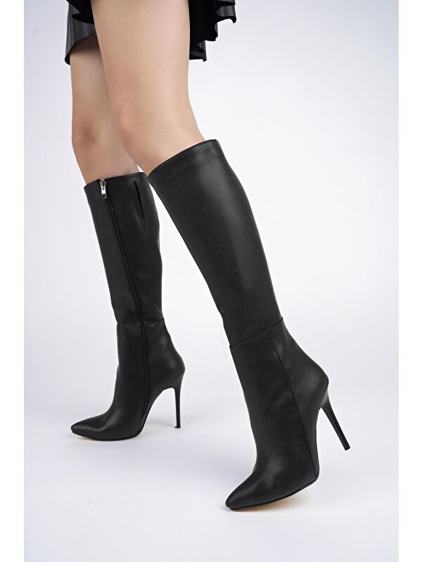 Floransa Kadın İnce Topuklu Sivri Burun Yandan Fermuarlı Çizme - Görsel 2