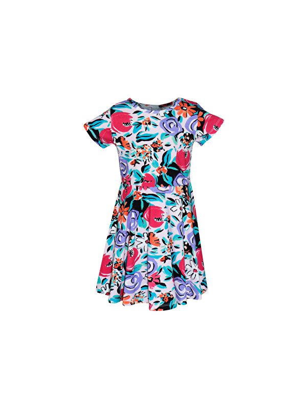 Lovetti Vintage Flowers Kız Çocuk Desenli Kısa Kollu Elbise