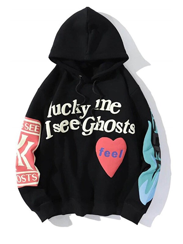 Madmext Siyah Baskılı Oversize Sweatshirt Mg903