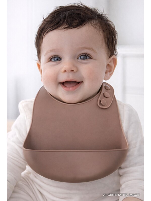 Babyjem Mini Silikon Önlük Latte