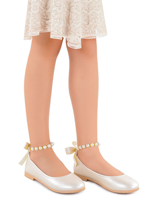 Blanch Cilt İncili Lastikli Kız Bebek Babet Ayakkabı - Görsel 3