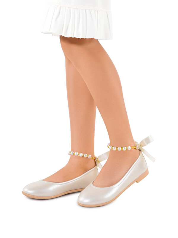 Blanch Cilt İncili Lastikli Kız Bebek Babet Ayakkabı - Görsel 4
